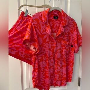Kate Spade Red and Pink Floral Pajama Set